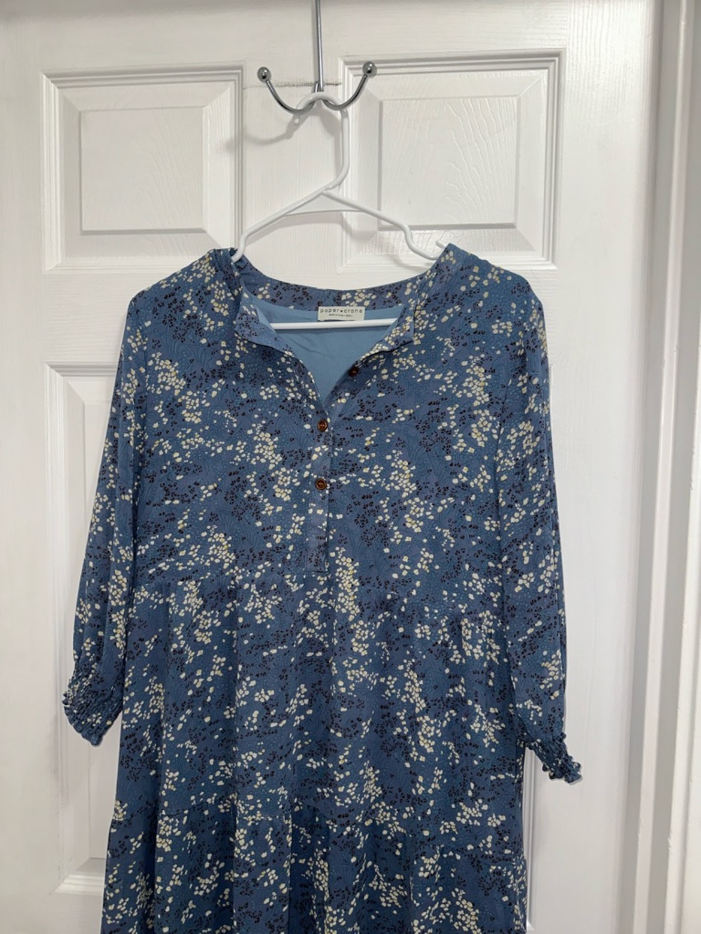 Paper Crane Blue Floral Button-Front Maxi Dress - Picture 3 of 4